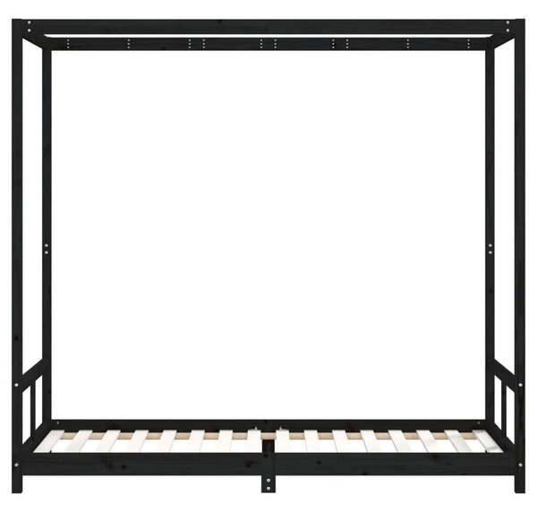 VidaXL fekete gyerek tömör fenyőfa ágykeret 80 x 200 cm