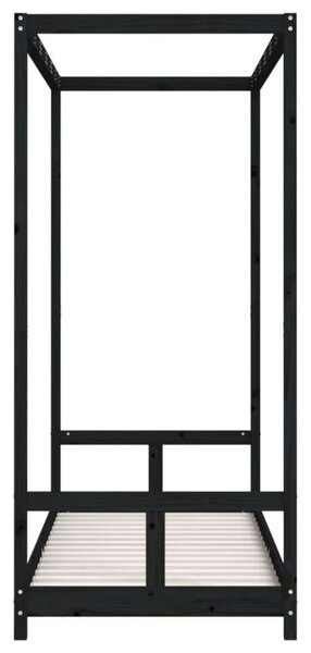 VidaXL fekete gyerek tömör fenyőfa ágykeret 80 x 200 cm