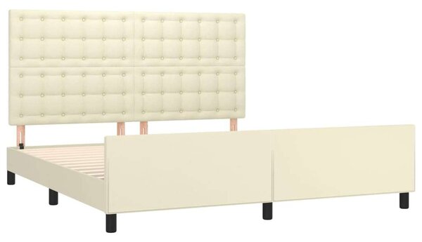 VidaXL krémszínű műbőr ágykeret fejtámlával 160 x 200 cm
