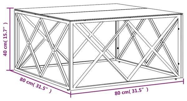 VidaXL Dohányzóasztal - Üveg és Rozsdamentes Acél - 80x80x40 cm