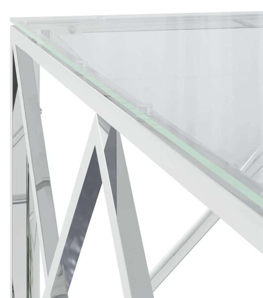 VidaXL Dohányzóasztal - Üveg és Rozsdamentes Acél - 80x80x40 cm