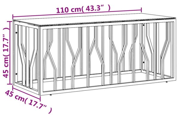 VidaXL Arany Dohányzóasztal - Üveg - 110x45x45cm