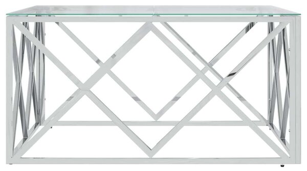 VidaXL Dohányzóasztal - Üveg és Rozsdamentes Acél - 80x80x40 cm