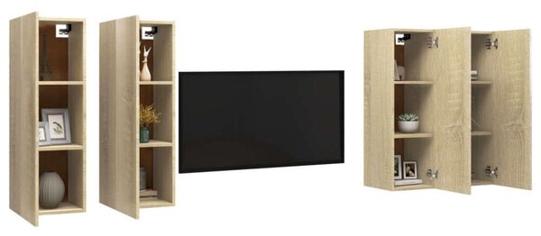 VidaXL Fali TV Szekrény Szett - Sonoma Tölgy - 4 db - 30,5x30x90 cm