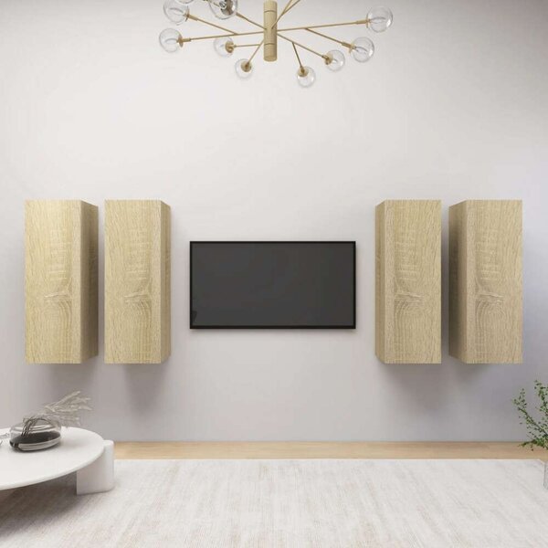 VidaXL Fali TV Szekrény Szett - Sonoma Tölgy - 4 db - 30,5x30x90 cm