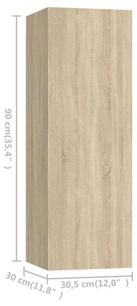 VidaXL Fali TV Szekrény Szett - Sonoma Tölgy - 4 db - 30,5x30x90 cm