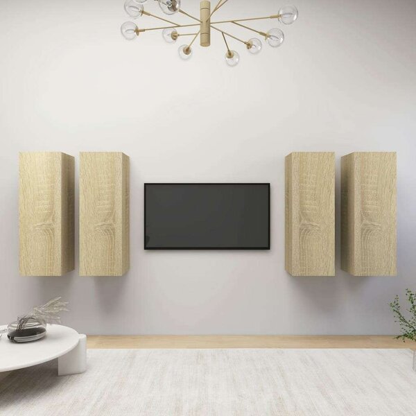 VidaXL Fali TV Szekrény Szett - Sonoma Tölgy - 4 db - 30,5x30x90 cm