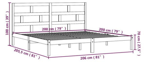 VidaXL Fenyőfa Ágykeret - 200x200 cm