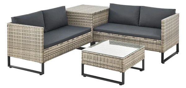 Juskys Santorini rattan kerti bútor szett - szürke