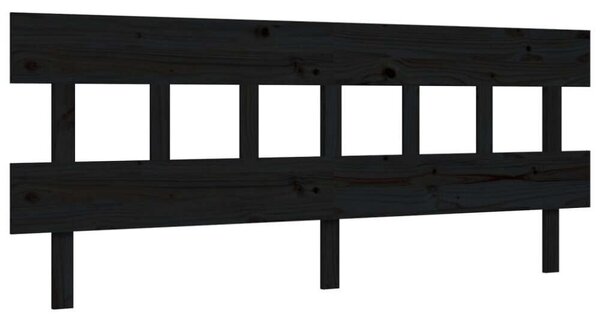 VidaXL Fekete Tömörfa Ágykeret - Fejtámlával - 200x200 cm