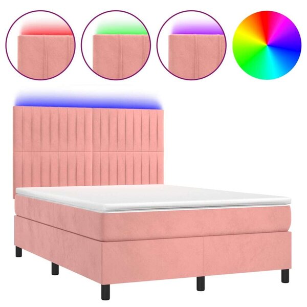 VidaXL LED-es Bársony Ágy - 140x190 cm