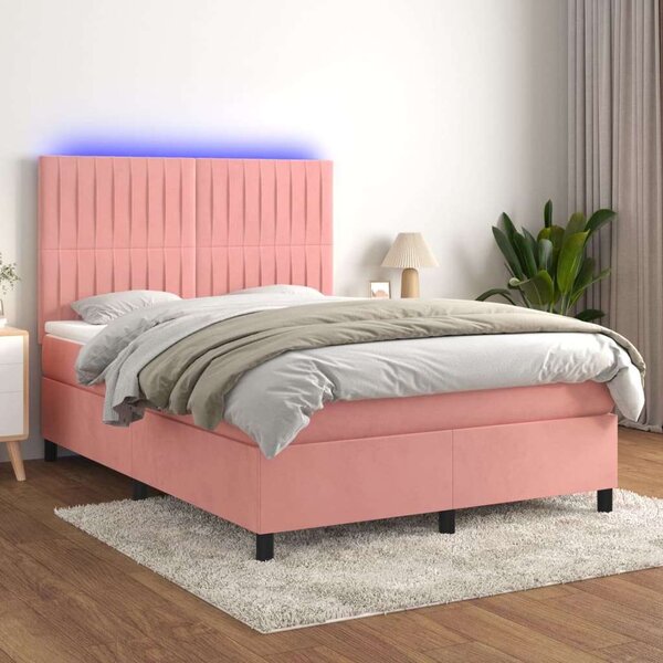 VidaXL LED-es Bársony Ágy - 140x190 cm