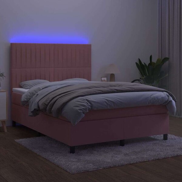 VidaXL LED-es Bársony Ágy - 140x190 cm