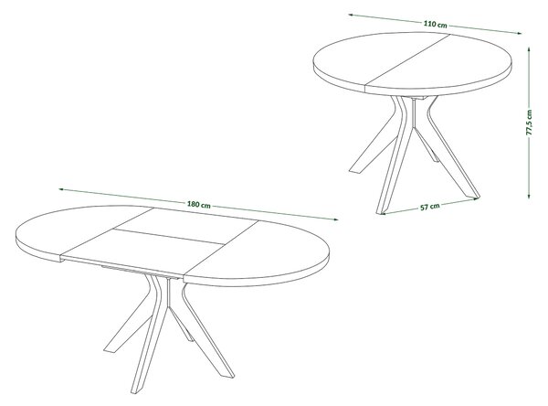 Mazzoni RENZO Artisan Tölgy/bézs láb (pezsgő) - KEREK ASZTAL Ø110 180 cm-re BŐVÍTHETŐ | A KONYHÁBA ÉTKEZŐBE NAPPALIBA RETRO