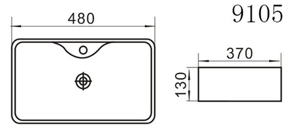 Erga Joyce, asztali mosogató 480x370x130 mm, fehér fényes, ERG-V03-9105-WH
