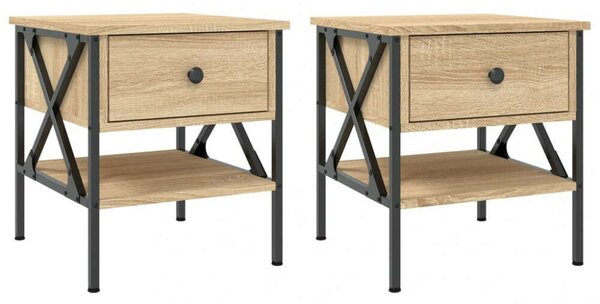 VidaXL Ipari Éjjeliszekrény Szett - Sonoma Tölgyfa - 2 db - 40x42x45 cm