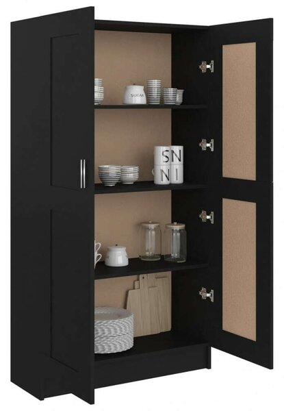 VidaXL Fekete Könyvszekrény - 82,5x30,5x150 cm