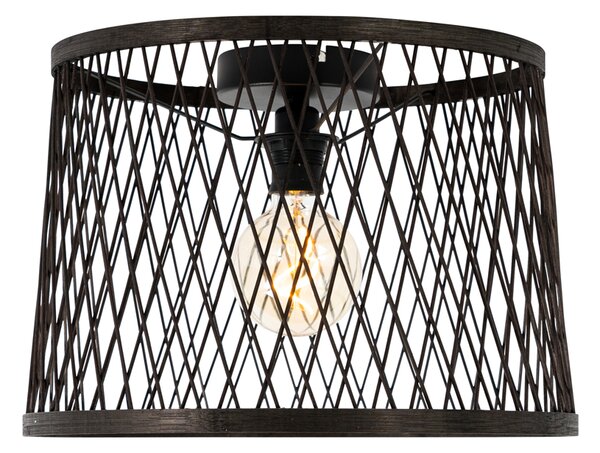 Rusztikus mennyezeti lámpa fekete rattan 40 cm IP44 - Calamus