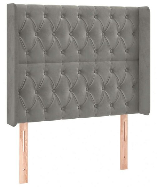 VidaXL Bársony Fejtámla Szárnyakkal - Világosszürke - 103x16x118/128cm