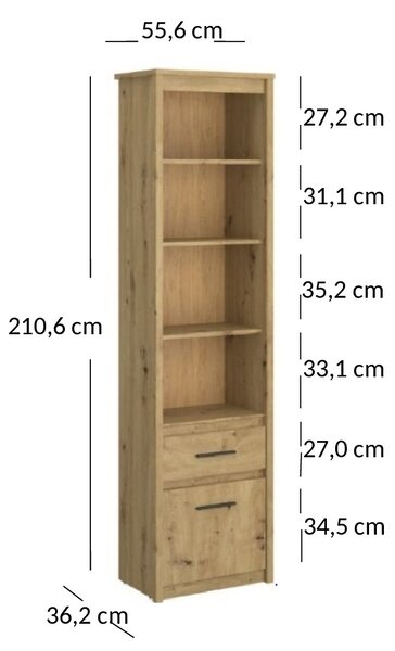 Regál Andra 1D1S (artisan tölgy)