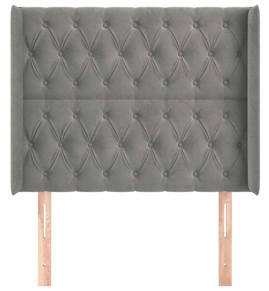VidaXL Bársony Fejtámla Szárnyakkal - Világosszürke - 103x16x118/128cm