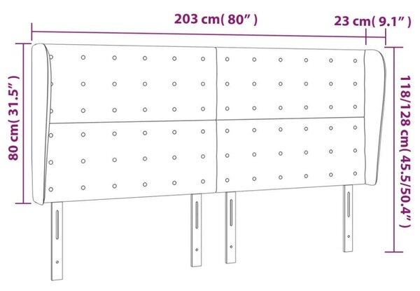 VidaXL Fehér Műbőr Ágyfejtámla Szárnyakkal - 203cm