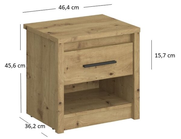 Éjjeliszekrény Andra (artisan tölgy). Akció -25%