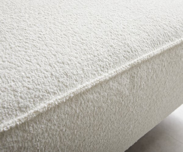 DELIFE Sarokkanapé Sirpio 230x155 cm bouclé krémfehér rekamié változtatható puffal