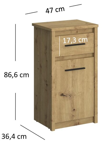 Komód Andra 1D1S (artisan tölgy). Akció -23%