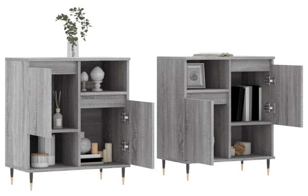 VidaXL Sonoma Szürke Fa Tálalószekrény 2 db - 120x35x70 cm