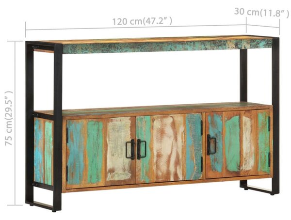 VidaXL tömör újrahasznosított fa tálalószekrény 120 x 30 x 75 cm