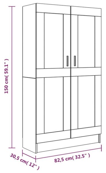 VidaXL Könyvszekrény - Füstös Tölgy - 82,5x30,5x150 cm