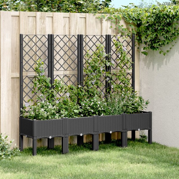 VidaXL fekete polipropilén rácsos kerti ültetőláda 160 x 40 x 142 cm