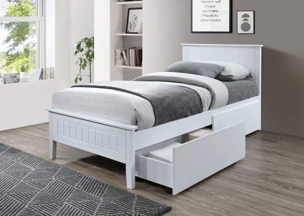 Egyszemélyes ágy 90 cm Minea (fehér) (ágyráccsal)