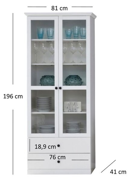 Vitrin Brendon 2W2S (fehér)