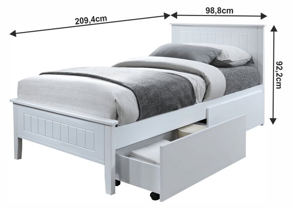 Egyszemélyes ágy 90 cm Minea (fehér) (ágyráccsal)