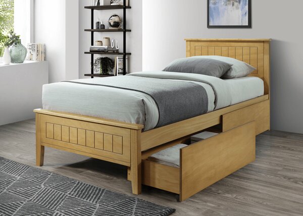Egyszemélyes ágy 90 cm Minea (tölgy) (ágyráccsal)