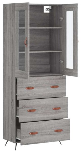 Szürke sonoma szerelt fa magasszekrény 69,5 x 34 x 180 cm