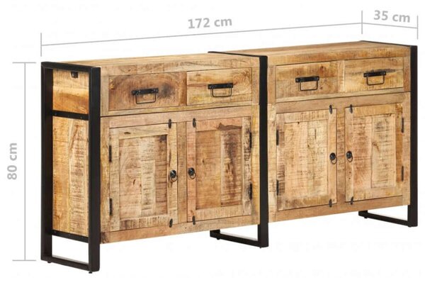 VidaXL Mangófa Tálalószekrény - Ipari Stílus - 172x35x80 cm