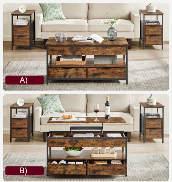 GASPAR állítható magasságú konferencia asztal, 50x100x(48-63)cm, barna/fekete Vasagle