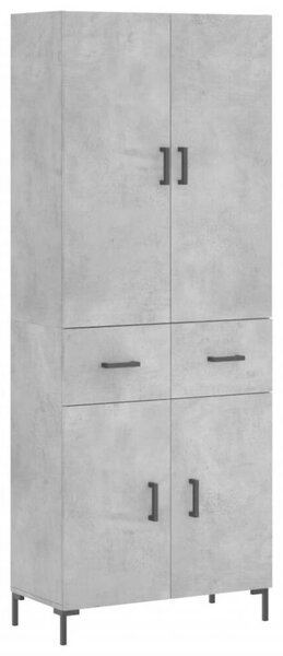 Magas Szekrény - Beton Szürke - 69,5x34x180 cm