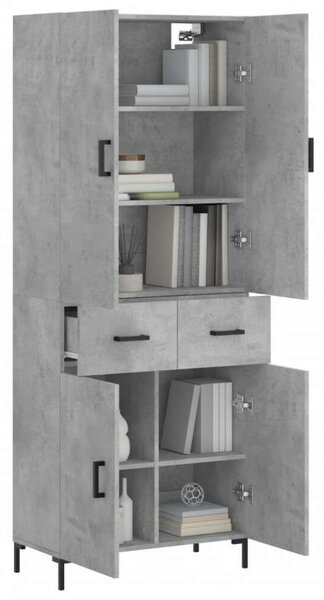 Magas Szekrény - Beton Szürke - 69,5x34x180 cm