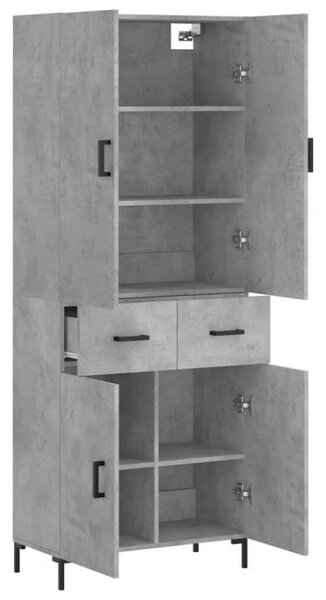 Magas Szekrény - Beton Szürke - 69,5x34x180 cm