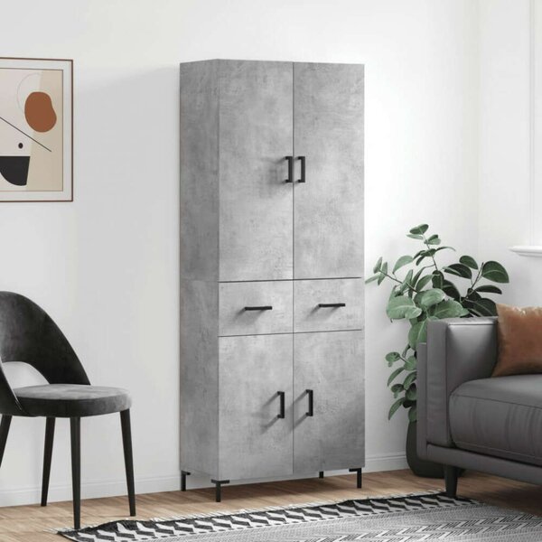Magas Szekrény - Beton Szürke - 69,5x34x180 cm