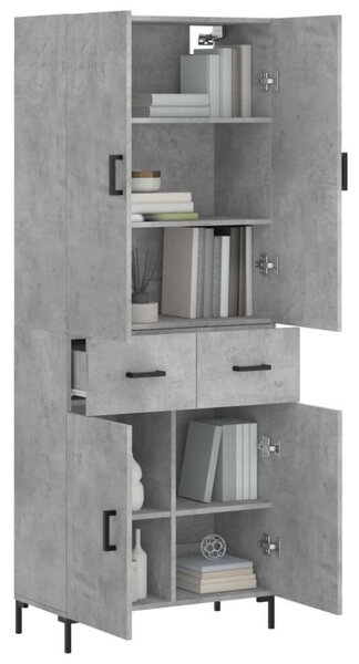 Magas Szekrény - Beton Szürke - 69,5x34x180 cm