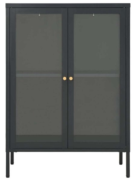 VidaXL Acél Üveg Tálalószekrény - Antracitszürke - 75x35x105cm