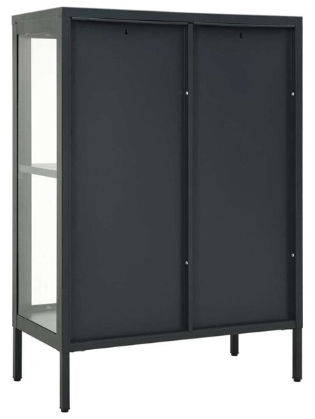 VidaXL Acél Üveg Tálalószekrény - Antracitszürke - 75x35x105cm