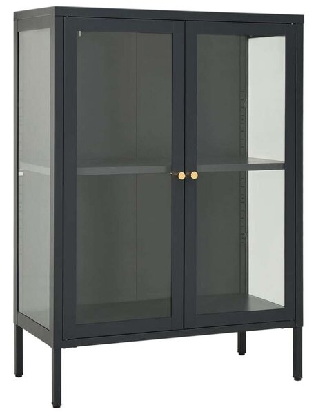 VidaXL Acél Üveg Tálalószekrény - Antracitszürke - 75x35x105cm