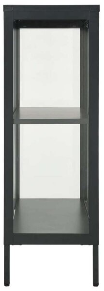 VidaXL Acél Üveg Tálalószekrény - Antracitszürke - 75x35x105cm