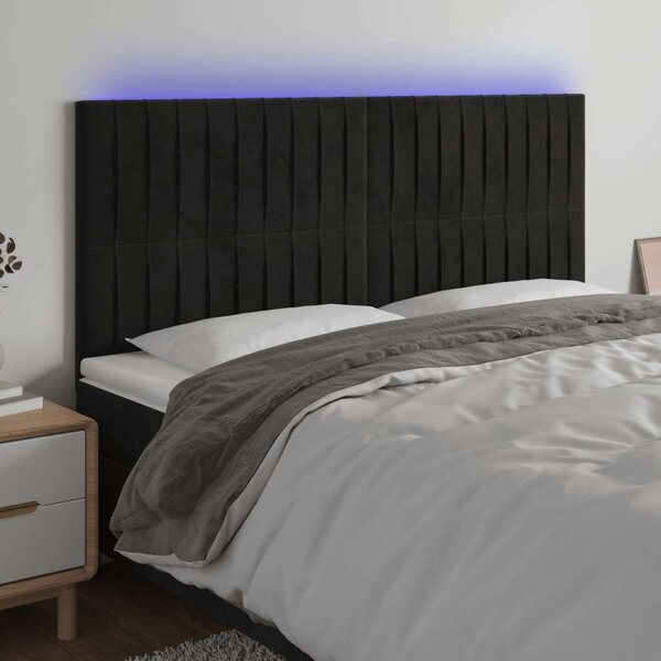 VidaXL LED-es Fejtámla - Bársony - Fekete - 160x128cm